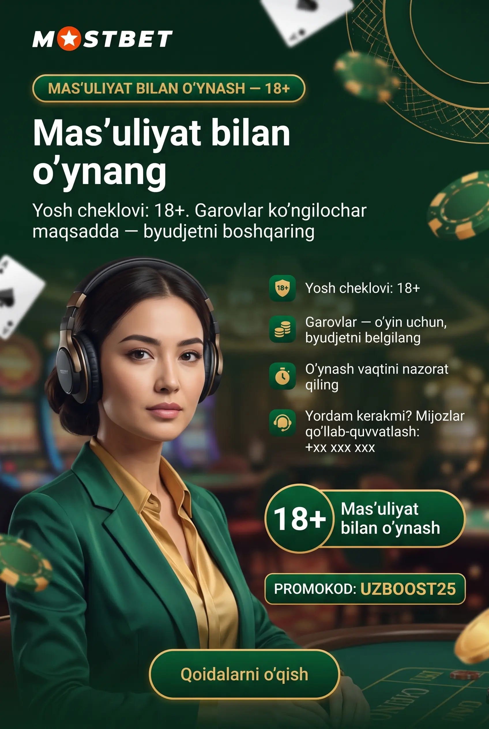 Responsible Gaming va mas'uliyatli o'yin