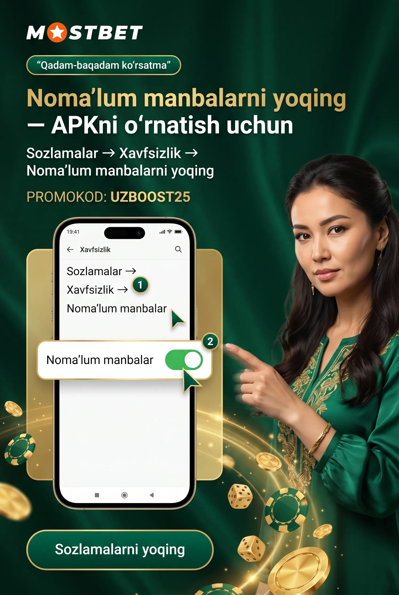 APK ni o'rnatish Unknown Sources sozlamasi
